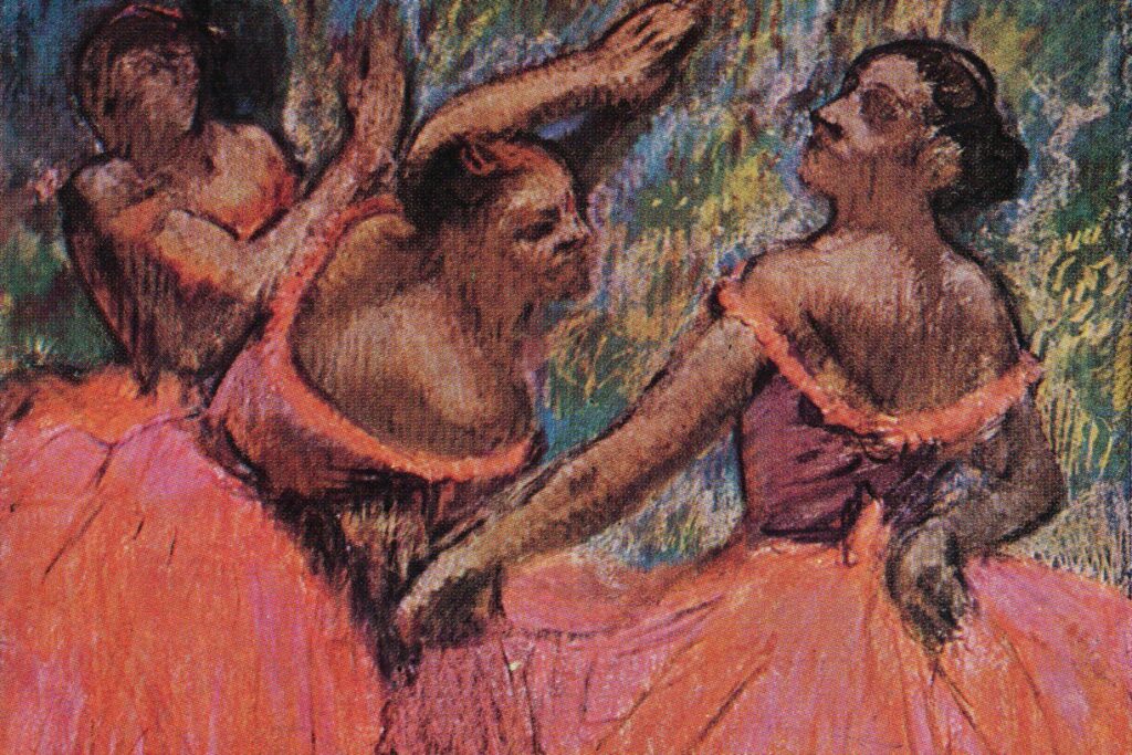 The Red Ballet Skirts Edgar Degas