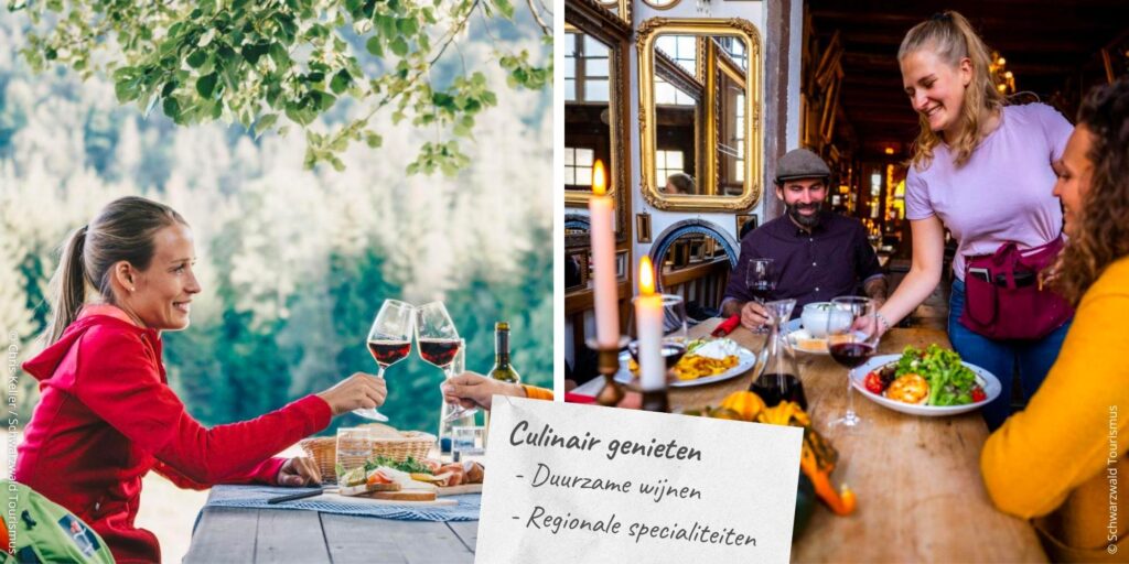 Foto van genieten in Baden-Württemberg: foto van wijn en een foto van regionale specialiteiten | Credit: Schwarzwald Tourismus